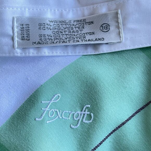 Foxcroft Womens Button Up Shirt Large Diamond Print St Pattys Collared Office - Picture 4 of 9